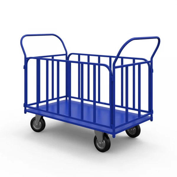 Тележка платформенная с трубчатыми бортами ТБ 2 (600х900) г/п 450 кг.160 серая резина HV Market