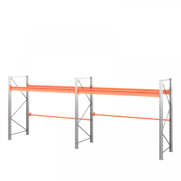 Две секции стеллажа металлического паллетного 2000х1800х1100 мм (70.1.5). Ярусы: пол+1 HV Market