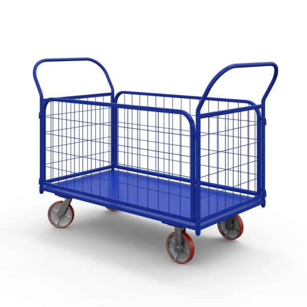 Тележка платформенная с сетчатыми бортами ТС 5 (700х1200) г/п 600 кг.150 чугун/полиуретан HV Market