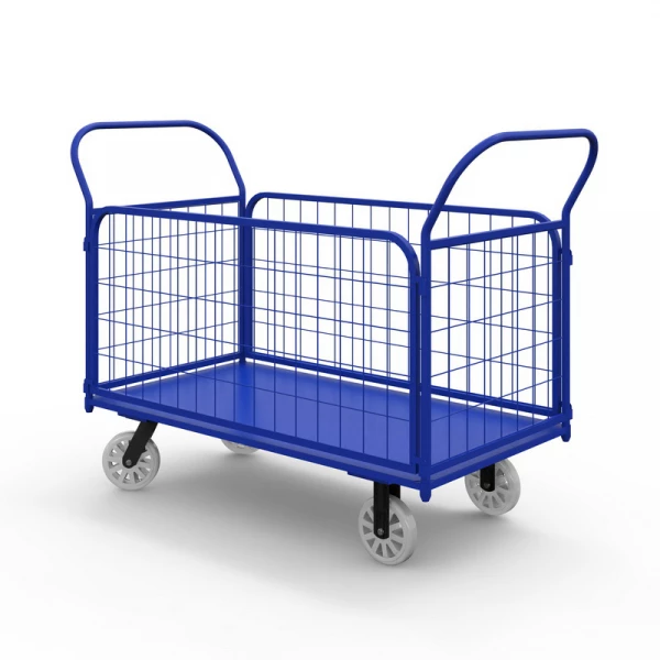 Тележка платформенная с сетчатыми бортами ТС 6 (800х1200) г/п 600 кг.200 литой нейлон HV Market