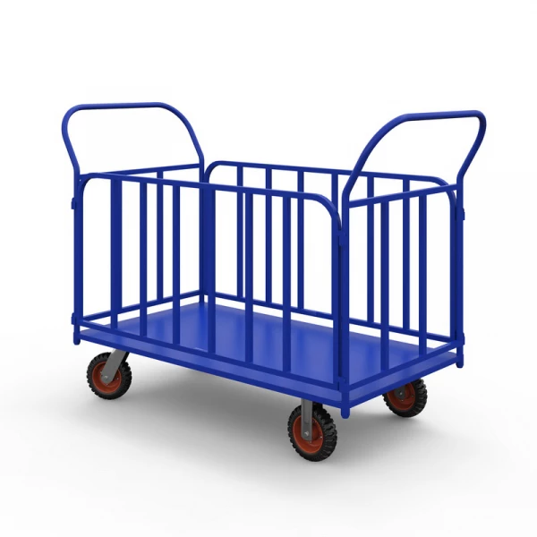 Тележка платформенная с трубчатыми бортами ТБ 3 (600х1000) г/п 700 кг.200 литая протекторная резина HV Market