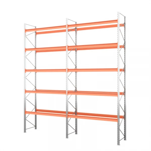 Две секции стеллажа металлического паллетного 6000х1800х1100 мм. Ярусы: пол+4