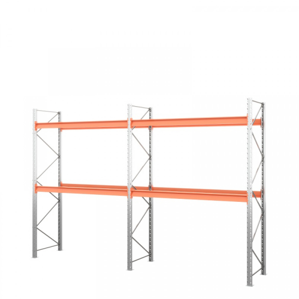 Две секции стеллажа металлического паллетного 2500х1800х1100 мм (70.1.5). Ярусы: пол+2 HV Market