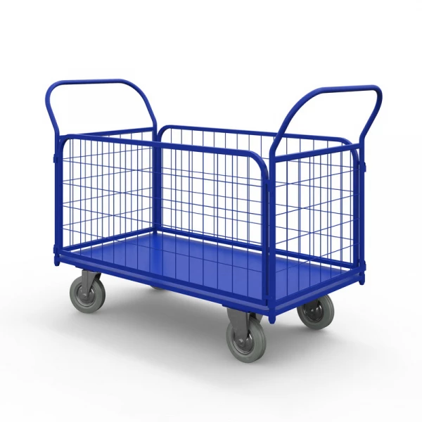 Тележка платформенная с сетчатыми бортами ТС 2 (600х900) г/п 450 кг.160 серая резина HV Market