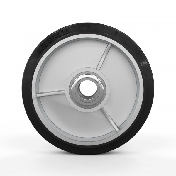 Колесо для гидравлической тележки, 160x50 мм, алюминий/резина (с подшипниками) HV Market