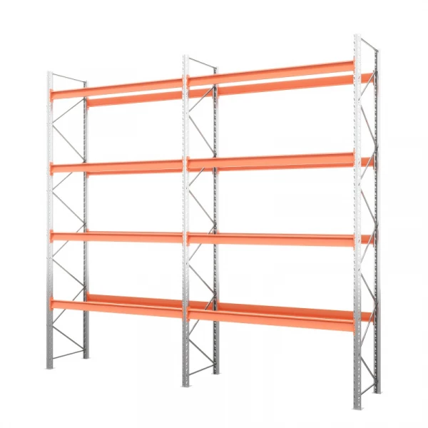 Две секции стеллажа металлического паллетного 6000х2700х1100 мм (85.1.5). Ярусы: пол+4
