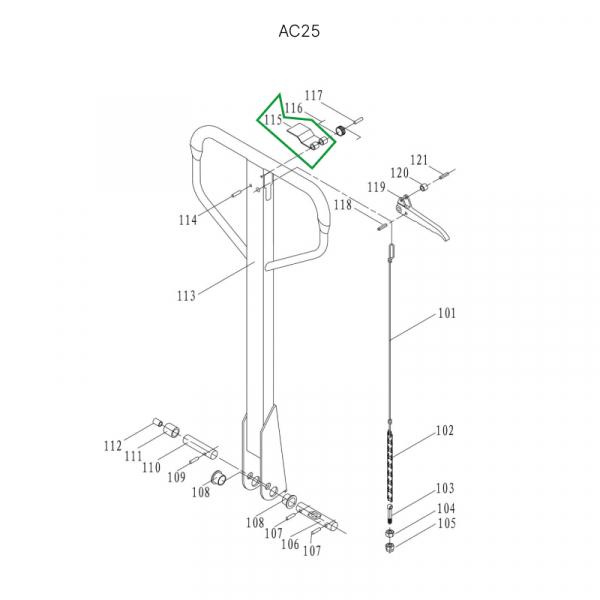 Пластина рычага управления режимом работы для гидравлических тележек DF25 HV Market