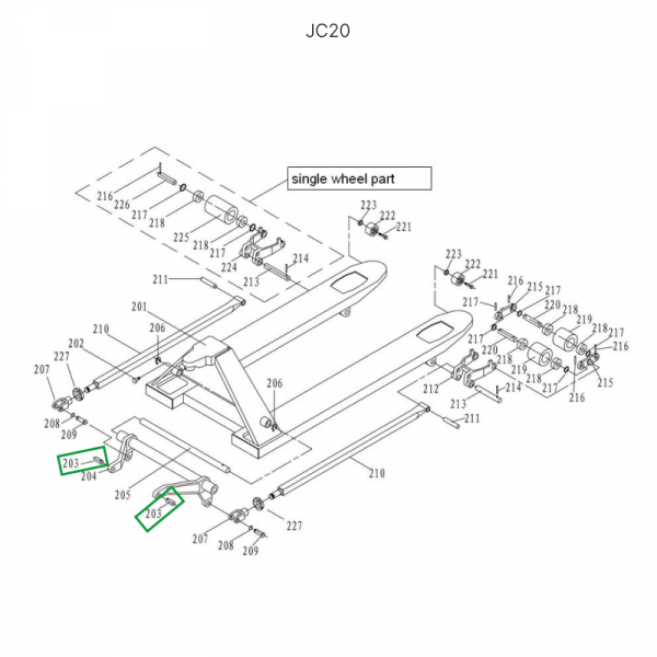 Ось крепления углового рычага к опорной площадке для гидравлических тележек DF25 HV Market