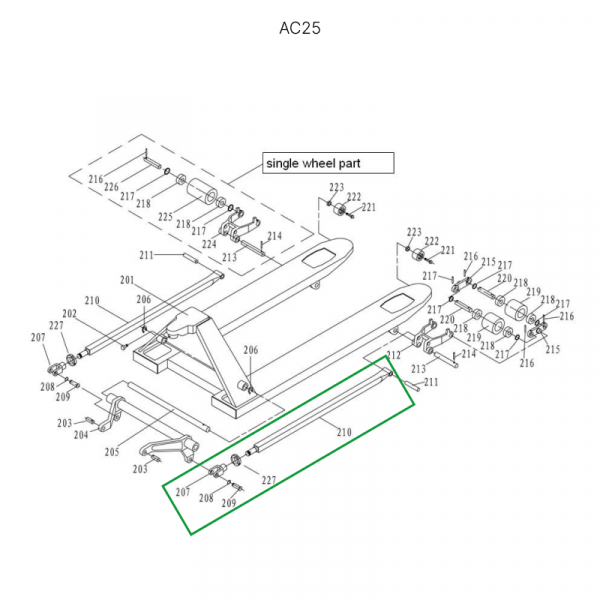 Подвильная тяга для гидравлических тележек AC25 1800 мм HV Market